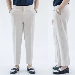 [กางเกงขายดี] BARON COMMON Pants สแล็คขายาวกระบอกเล็ก ขาเต่อ เอวสูง สไตล์เกาหลี