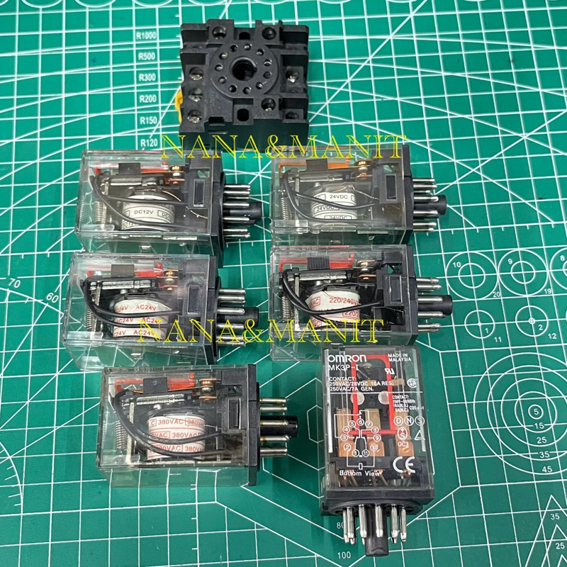 MK3P-I Omron (MKS3P) 12VDC , 24VDC , 24VAC,  110VAC, 220VAC รีเลย์     11ขากลม  socket  11 ขากลม (งานแท้)พร้อมส่งในไทย🇹🇭