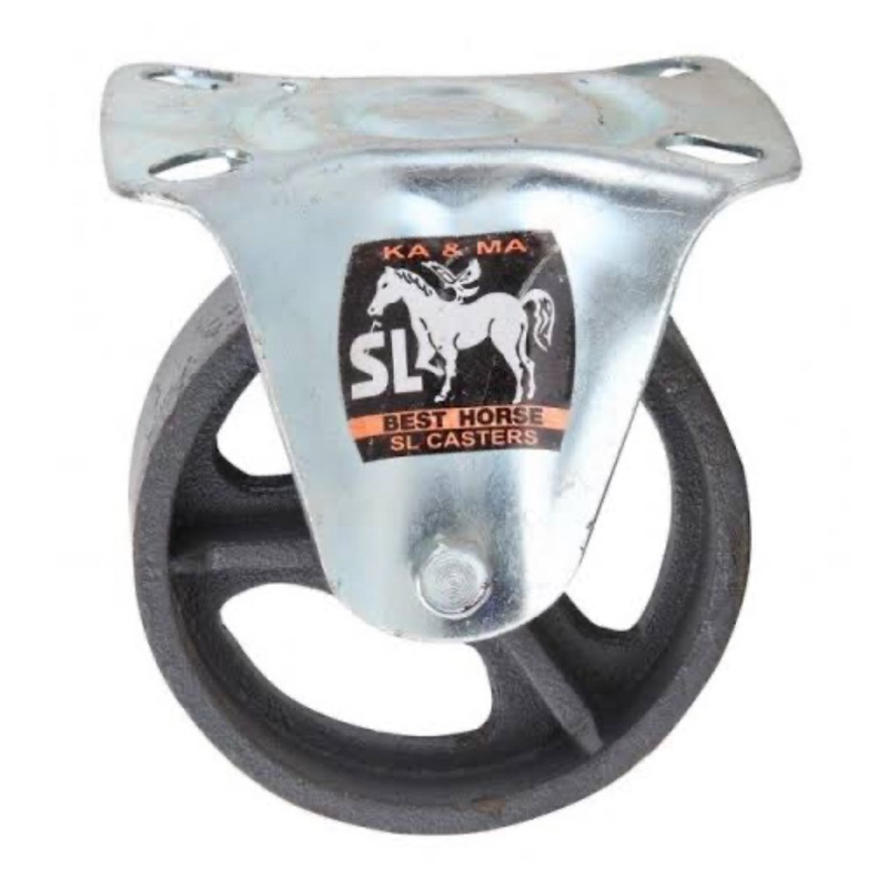 ล้อเหล็ก ขาแป้นตาย ตราม้า 3“, 4”, 5“, 6”, 8“