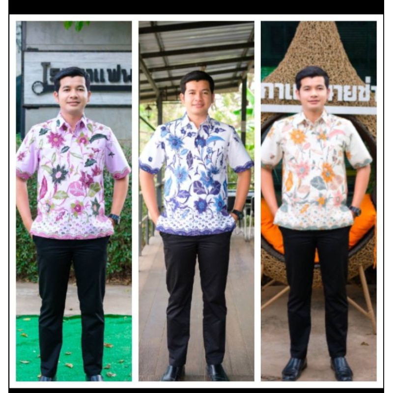 เสื้อผ้าไทยเชิ๊ตผู้ชายปาเต๊ะjavaอัดกาวทั้งตัวผ้านิ่ม