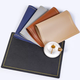ShopAt.Two แผ่นรองจาน หนังPU ขนาด 45x30 cm ทนความร้อน กันน้ำ พร้อมส่งในไทย