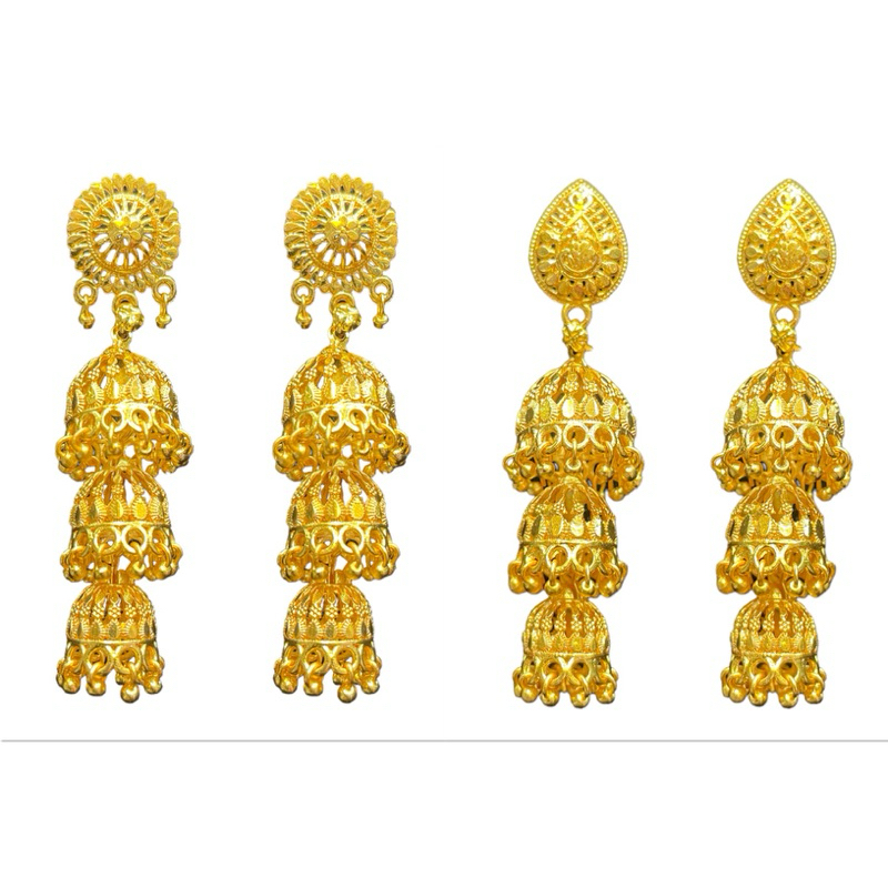 ต่างหูสไตล์อินเดีย สวยงาม ชุบทอง gold plated indian style earrings jhumki