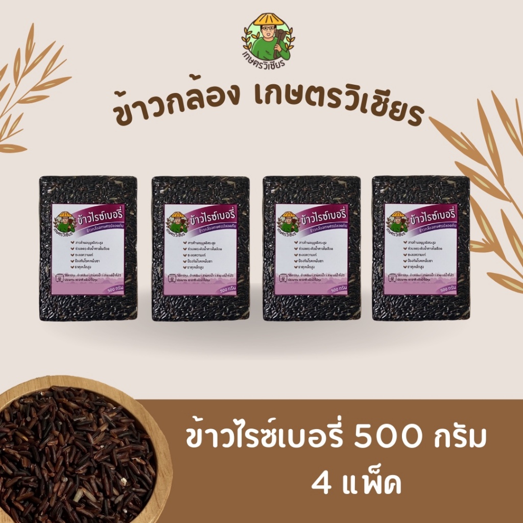 ชุดทดลองทาน ขนาด 500 กรัม x 4 แพ็ค ข้าวไรซ์เบอร์รี่ ข้าวกล้องหอมมะลิ ข้าวกล้องหอมมะลิแดง ข้าว 3 สี