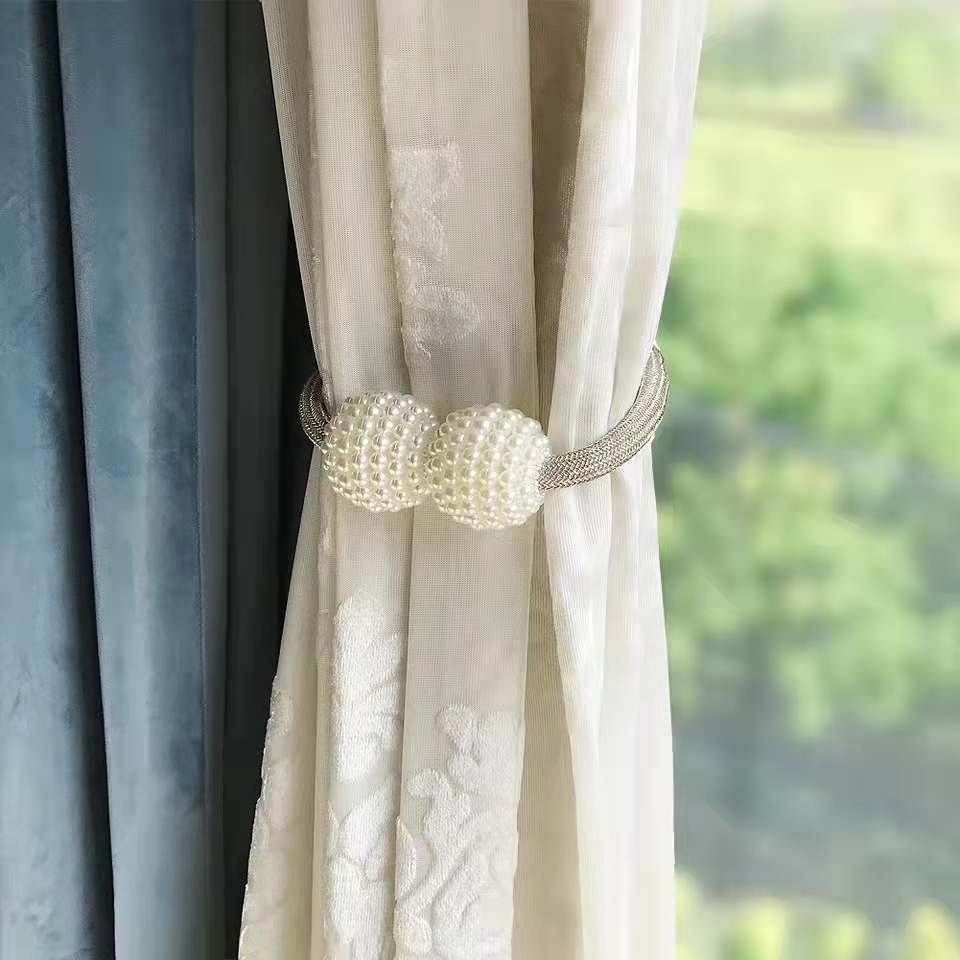 แนะนำ ผ้าม่าน (แพ็ค2) มุกสวยๆ แม่เหล็ก สายรัดผ้าม่าน ราคาพิเศษ มีเก็บเงินปลายทาง