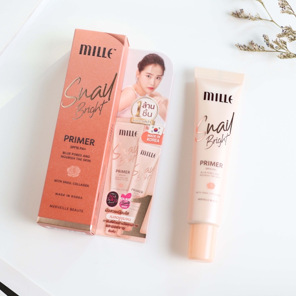 แบบหลอด* Mille ไพรเมอร์ Snail Bright Primer 8g.