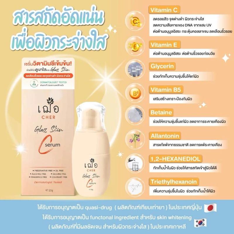 CHER Glass Skin C Serum เฌอ เซรั่มผิวกระจก วิตามินซีเข้มข้น 20 g thumbnail 4
