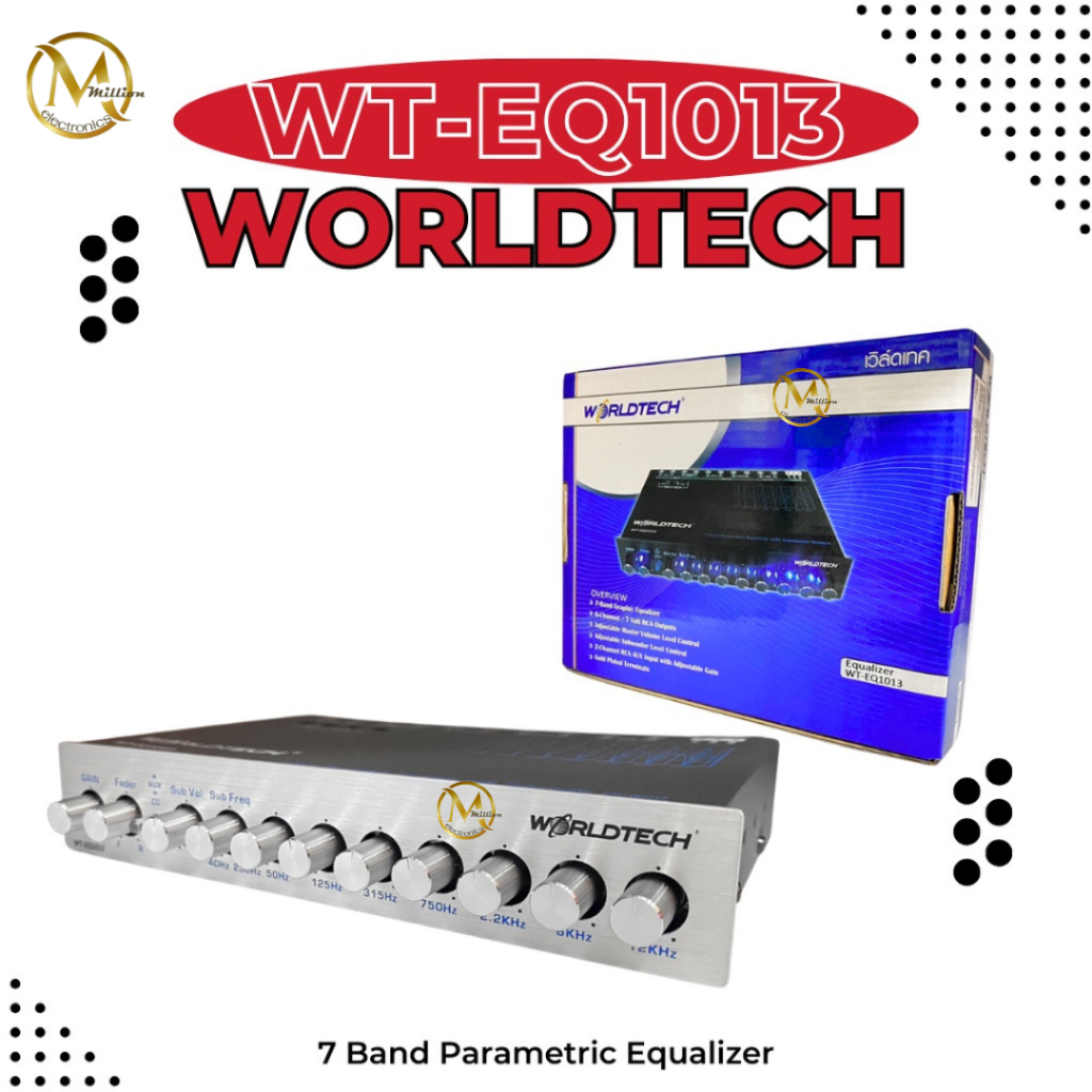 ปรีแอมป์รถยนต์ เครื่องเสียงรถยนต์ WORLDTECH รุ่น WT-EQ1013 (7 BAND)
