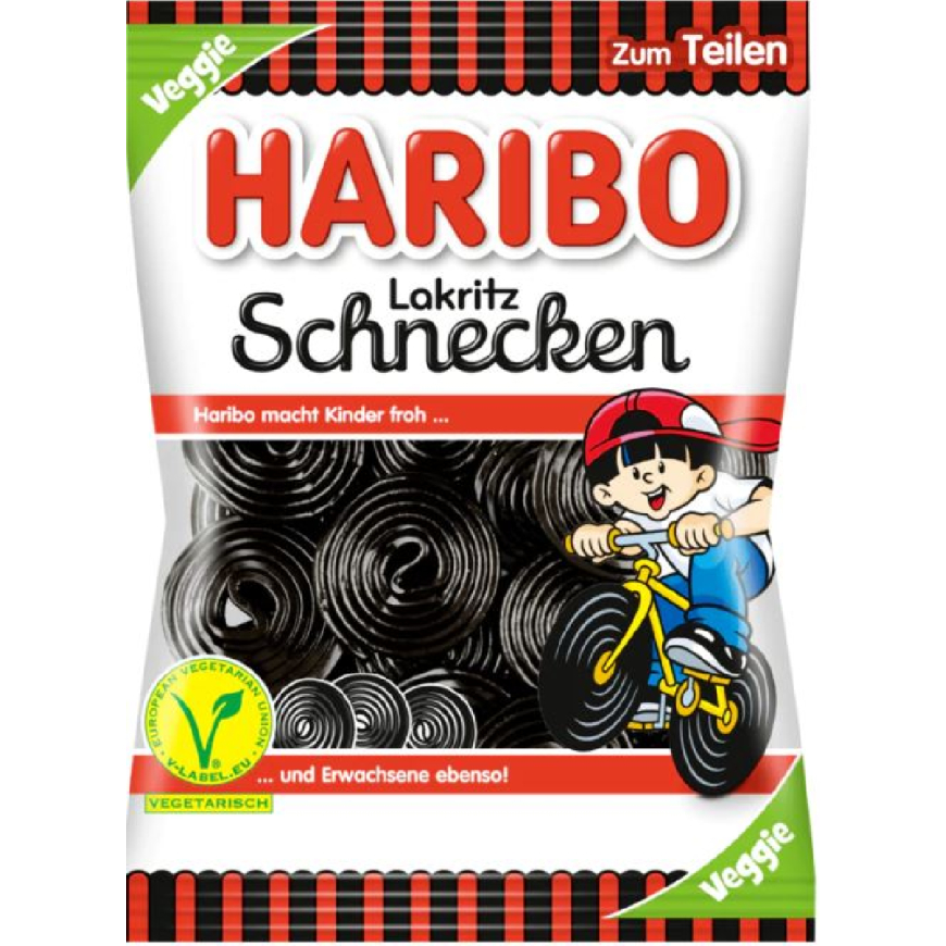 Haribo Lakritz Schnecken 175g Licorice Candy / Lakrids Lakrtis Lakritsi Rotella