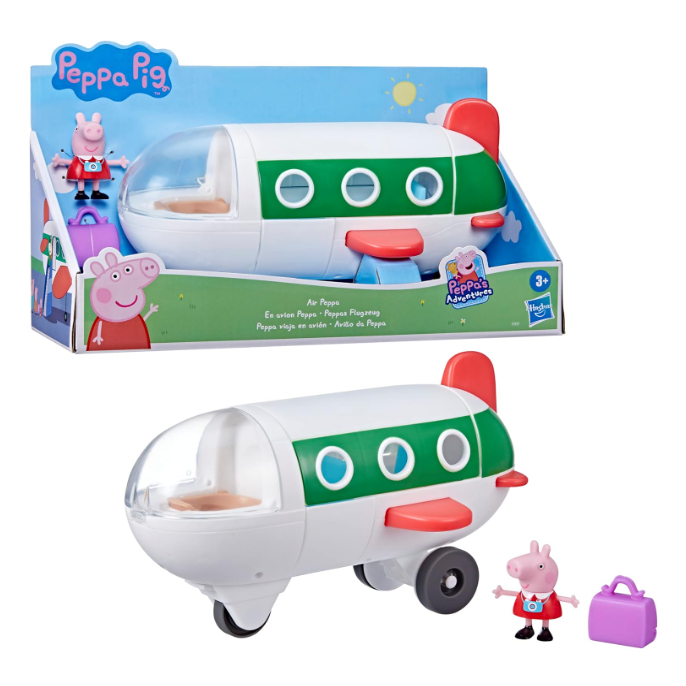 Peppa Pig Peppa’s Adventures Air Peppa Plane Preschool Toy: Rolling Wheels, Includes Figure