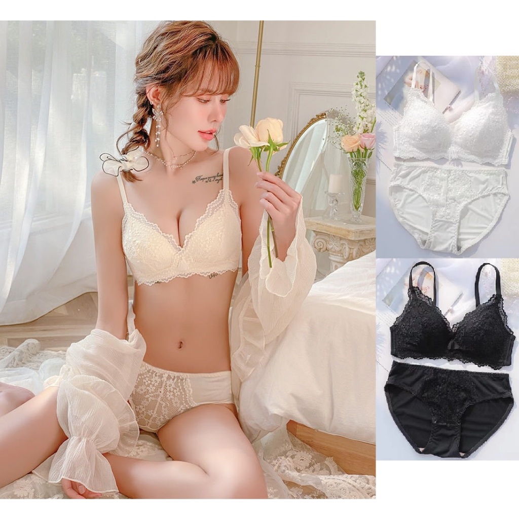 SU เสื้อชั้นในลูกไม้ ไร้โครง ฟองน้ำบาง ผ้านุ่ม ฟองนํ้านิ่มใส่สบาย ดีไซน์สวย เสื้อในและกางเกงในขายแยก