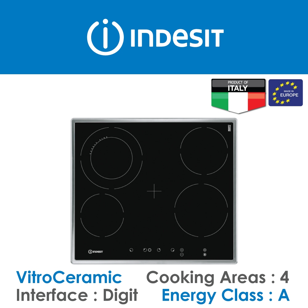 INDESIT VRA641DXS 4 Zones Ceramic Hob (6600 Watt, Black)