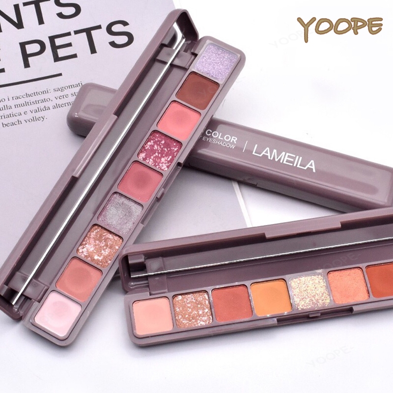 LAMEILA อายแชโดว์ พาเลตอายแชโดว์กันน้ำ พาเลทอายแชโดว์ 9สี เนื้อกลิต​เตอร์​ สีสวย