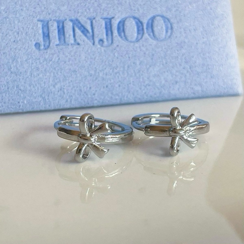 Jinjoo -S925-ต่างหูห่วงโบว์ ห่วงขนาด 12 mm. ดูดีมีสไตล์