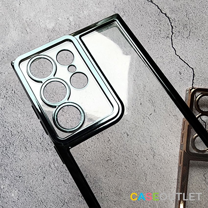 เคส Samsung S21 Ultra S21ultra Tpu ใส กันกล้อง คลุมเลนส์ กันตก ขอบเงา ขอบทอง โครเมียม - รูปที่ 2