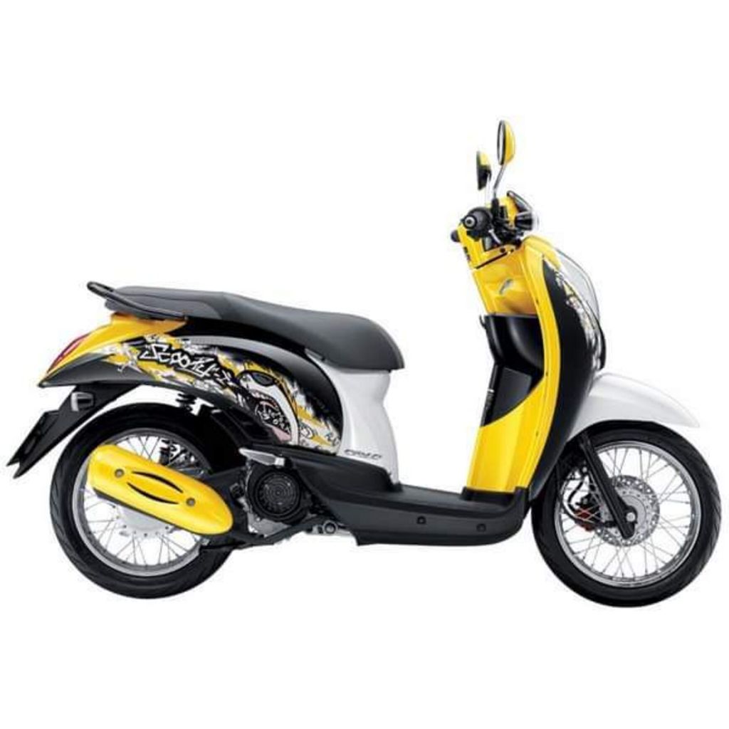 ชุดสี สกู้ปปี้ ไอ ตัวเก่า เฟรม Honda scoopy i old model รถปี 2009-2011 ครบชุด 15 ชิ้น สีเหลืองดำลายปีศาจ งานสั่งทำ