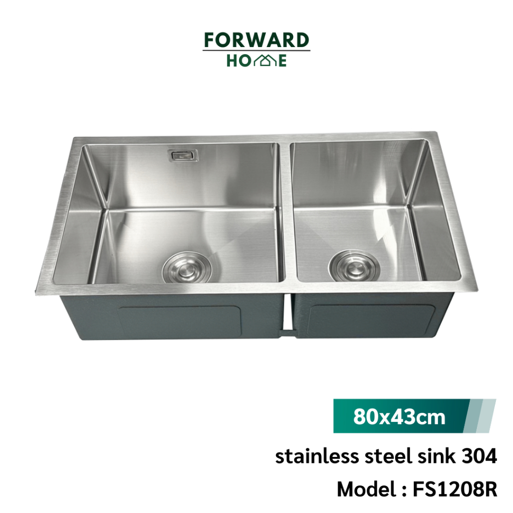 Forward ซิงค์ล้างจาน อ่างล้างจาน 2หลุม วัสดุสแตนเลส304 มีให้เลือก2ขนาด stainless steel sink SUS304 รุ่น FH1209R/FS1208R