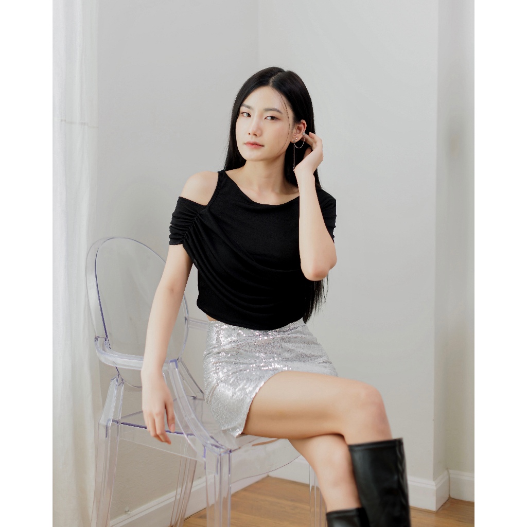 COZME BKK Dahlia blouse เสื้อครอปแขนสั้น พร้อมส่ง 3 สี