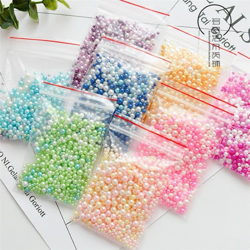 ลูกปัดมุก ไม่มีรู คละขนาด 2.5-5mm มุก ตกแต่งเคส รูปที่ 2