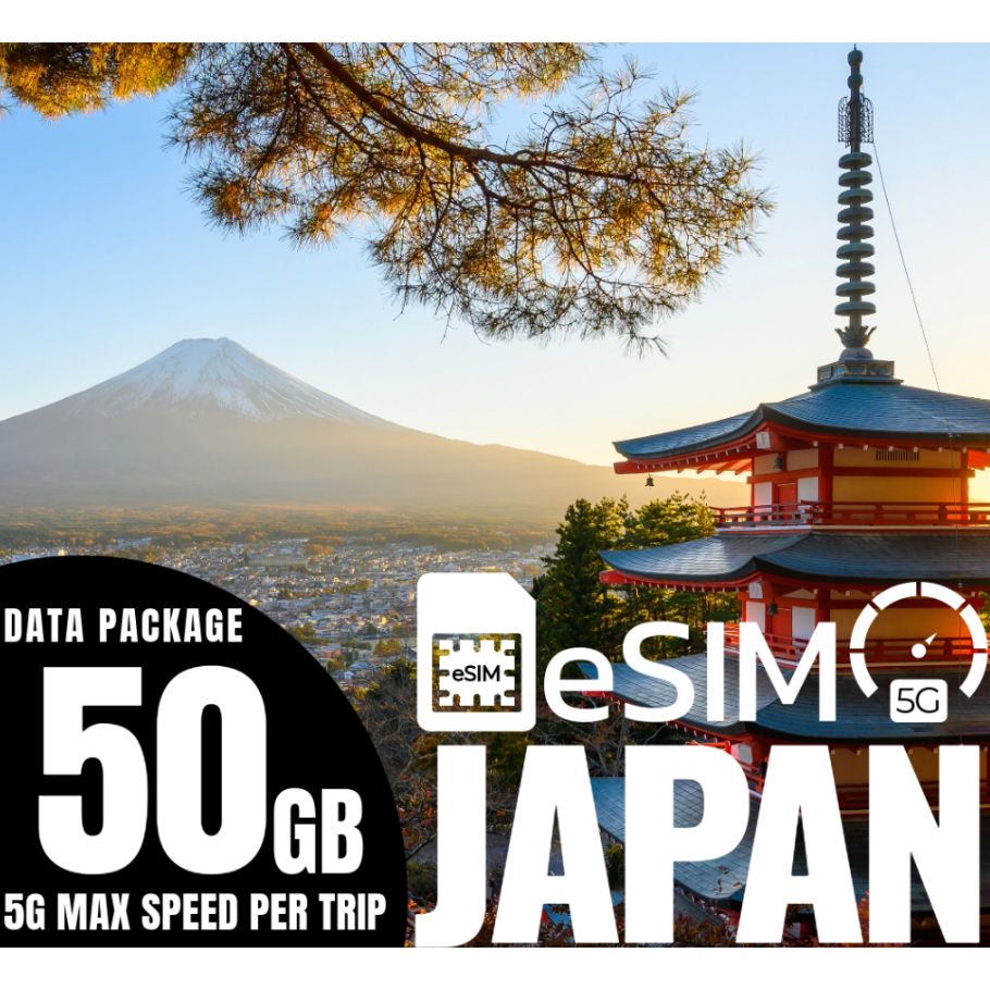 SIM JAPAN อีซิมญี่ปุ่น - ดาต้าแพคเกจท่องเที่ยวญี่ปุ่น  เน็ต5Gเต็มสปีด Unlimited Data Package ซิมญี่ป