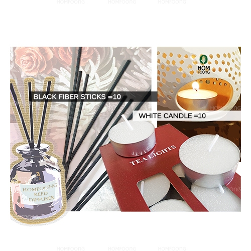 เทียนขาว ก้านไม้ไฟเบอร์ reed stick white candle รวมอุปกรณ์อโรม่า เทียนอย่างดี4ชม tealight เทียนถ้วย