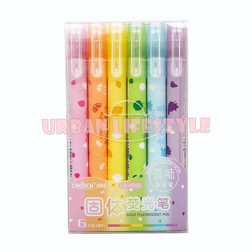 ChoSCH jet stick solid fluorescent highlighter ปากกาเน้นข้อความ ไฮไลท์สีเทียน มีกลิ่นผลไม้
