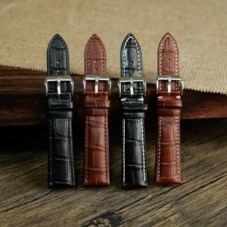 สายนาฬิกาหนังแท้ หนังวัวปั๊มลายจรเข้ Cowhide Leather Strap คุณภาพดี ลายชัด [V08]