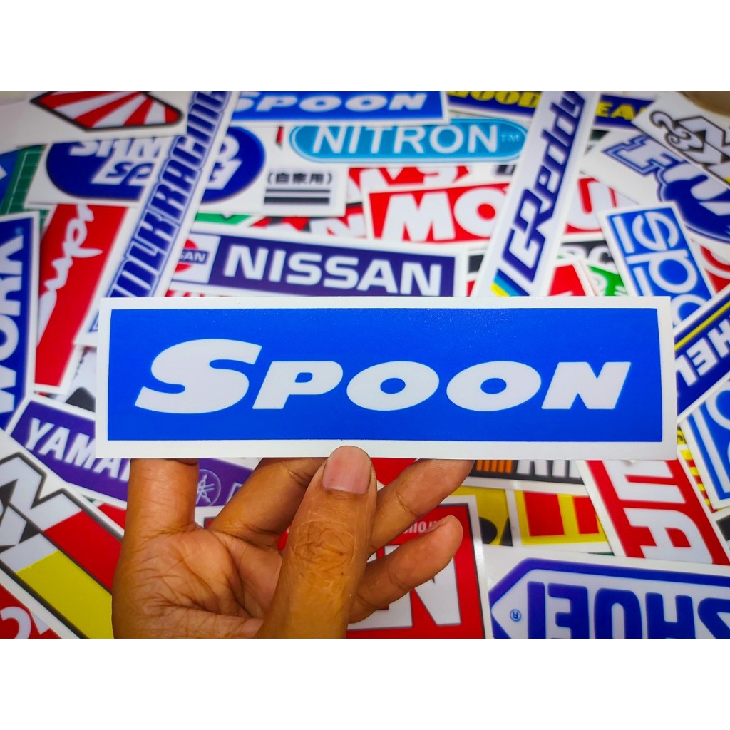สติ๊กเกอร์ติดรถ SPOON เคลือบกันรอย กันน้ำ เกรด 2 ปี ขนาด 16 x 4 เซนติเมตร l SPOON Sticker