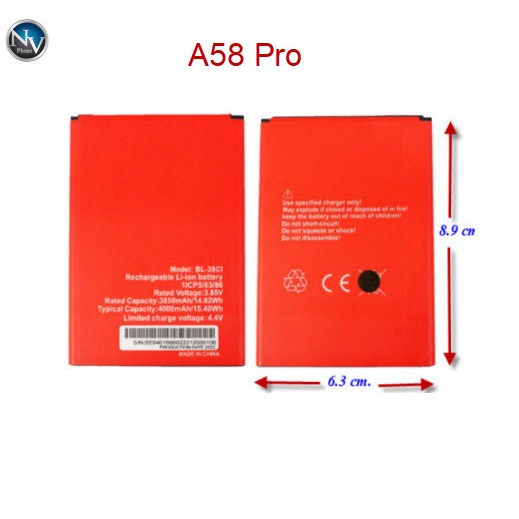แบตเตอรี่ iTel A58 Pro,A49,A27(BL-38Ci) ขนาด 6.3x8.9 cm.