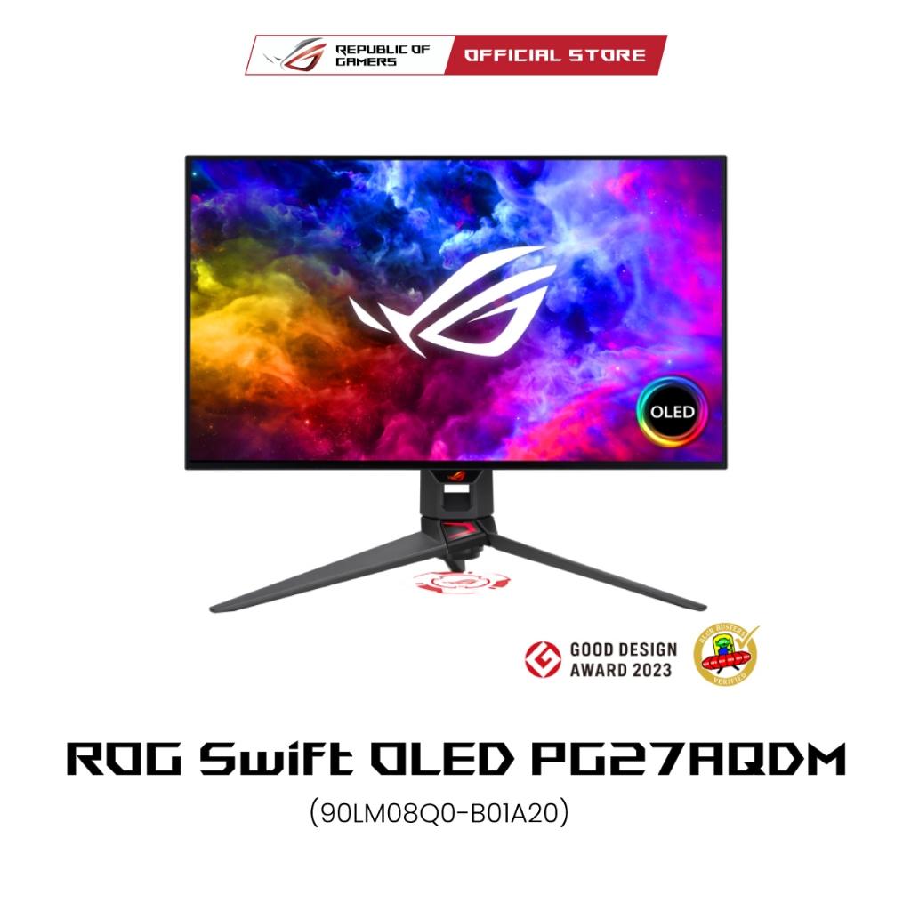 ASUS ROG Swift OLED PG27AQDM (90LM08Q0-B01A20) gaming monitor, 26.5-inch QHD (2560x1440), 1440p OLED