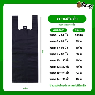 ถุงหิ้วสีดำ (1กก.) ถุงขยะสีดำ มีหูหิ้วคุณภาพดี เหนียวหนา