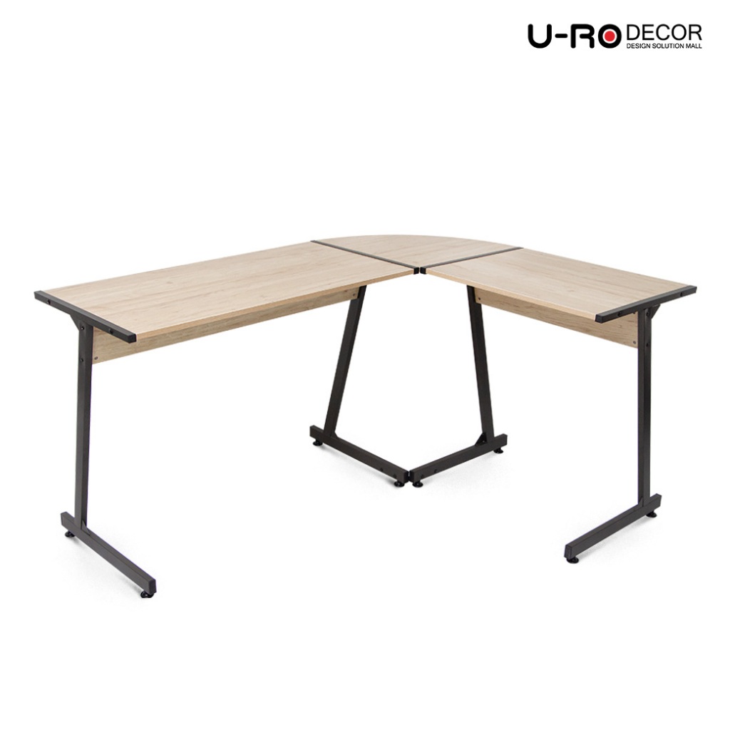 U-RO DECOR โต๊ะทำงานเข้ามุม รูปตัว L รุ่น PLUS (พลัส) สีโอ๊ค โต๊ะผลิตจากไม้ MDF เคลือบเมลามีนกันน้ำ Working desk