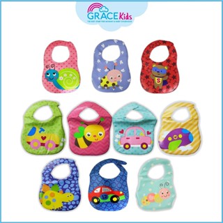 Grace Kids ผ้ากันเปื้อนพลาสติกมีที่รองอาหาร กันเศษอาหารไม่หก…