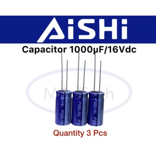 1000uf 16v Capacitor 1000uF16V คาปาซิเตอร์ 1000uF16V ตัวเก็บประจุ ตัวC 16v1000uf (1 ชุดมีจำนวน 3 ชิ้น)
