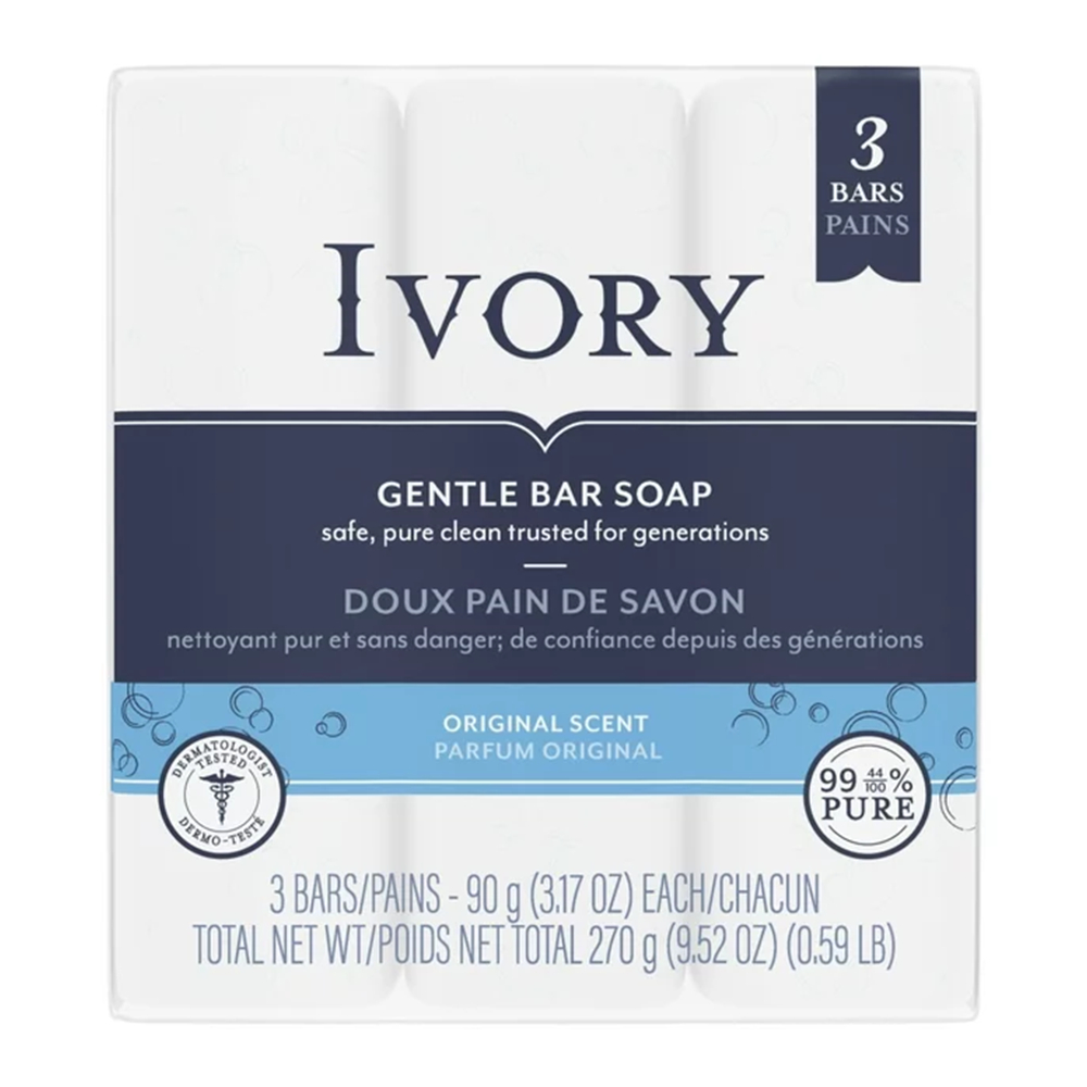 Ivory Gentle Bar Soap สบู่ ไอเวอรี่ สูตร ออริจินอล Pure 99.44% แพ็ค 3ก้อน