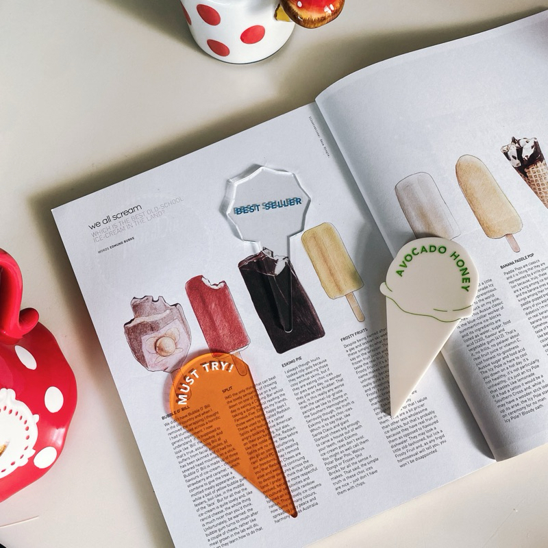 ป้ายไอศครีม ICE CREAM PIN ใส่ชื่อรสชาติ / LOGO / ข้อความ ได้ตามต้องการ