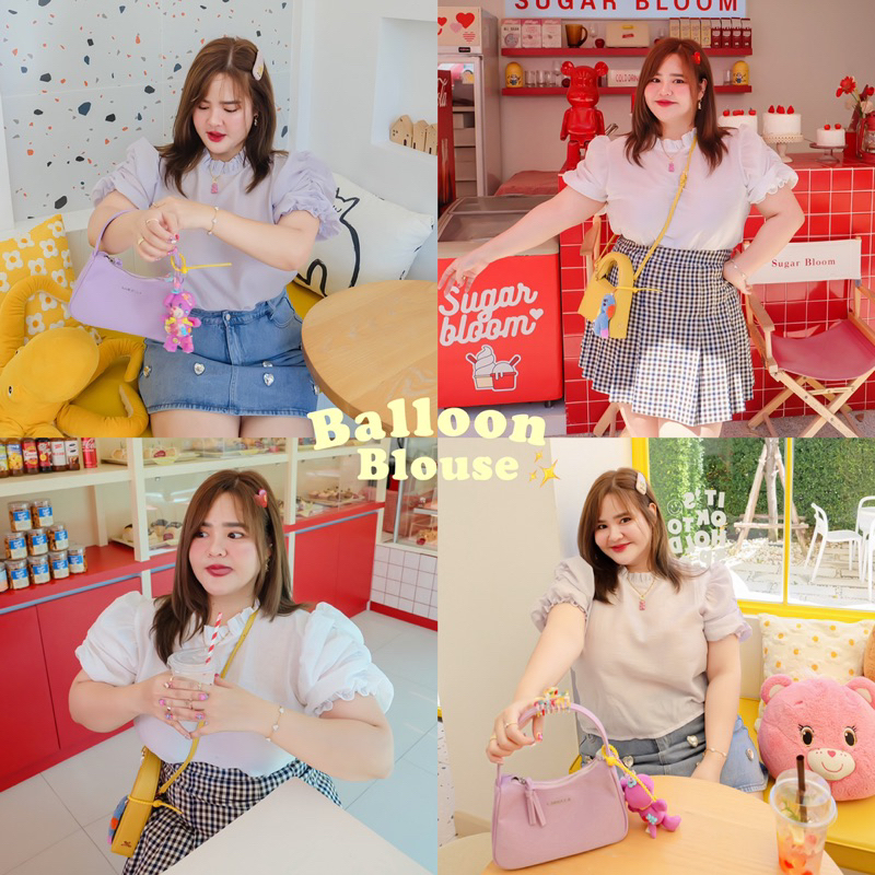 กดผ่าน shopee video เหลือ 290.- Balloon Blouse เสื้อแขนบอลลูนสาวอวบ •₊˚♡̴