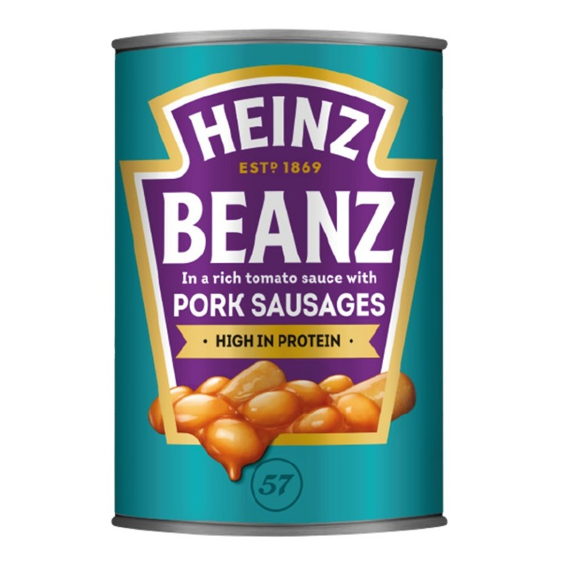 Heinz Baked Beans & Pork Sausages ไฮนซ์ ถั่วอบไส้กรอกหมู 415g.