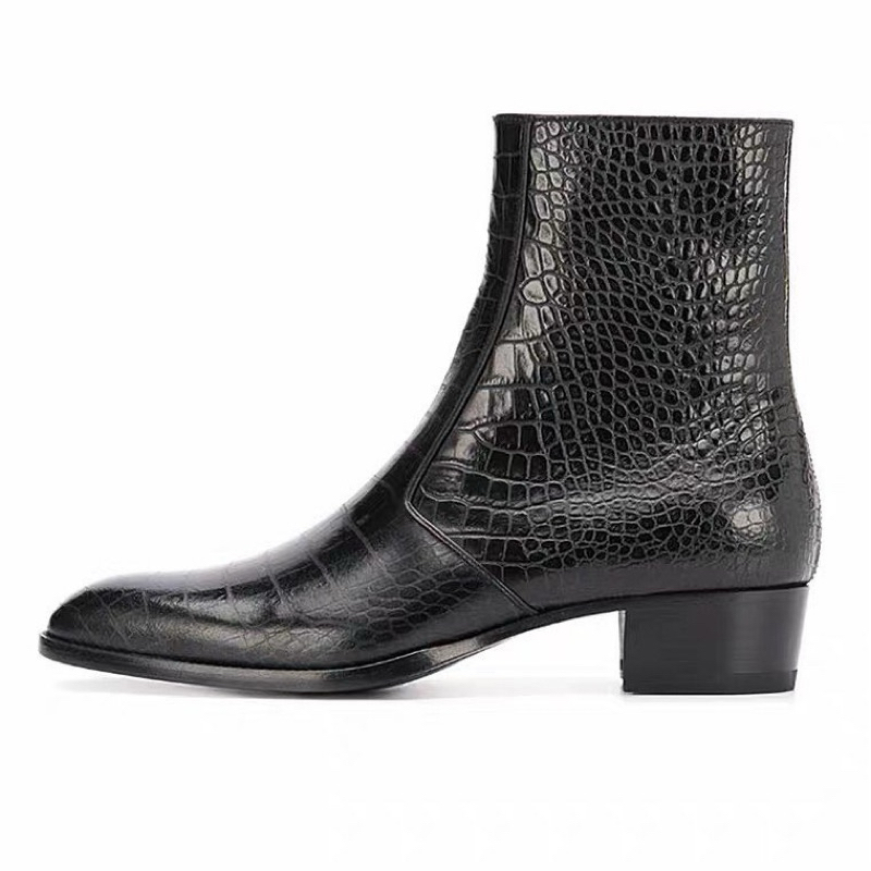 Chelsea Boots (Black snake) slim เชลซีบูทสีดำ หนังงุอ่อน