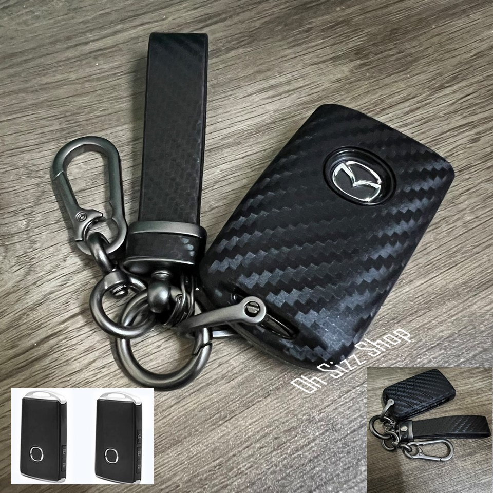 เคสรีโมท Mazda 2023   ปุ่มข้าง ซิลิโคนลายเคฟล่าหุ้มรีโมทรถ  (Kevlar Silicone Protective Case Car Remote Control Drop-Pro