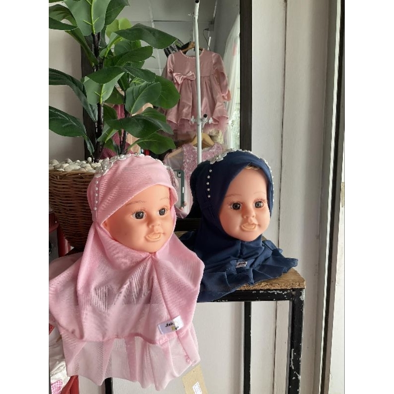 ผ้าคลุมผมเด็กเล็กผ้ามุ้ง ฮิญาบเด็กมุสลิม