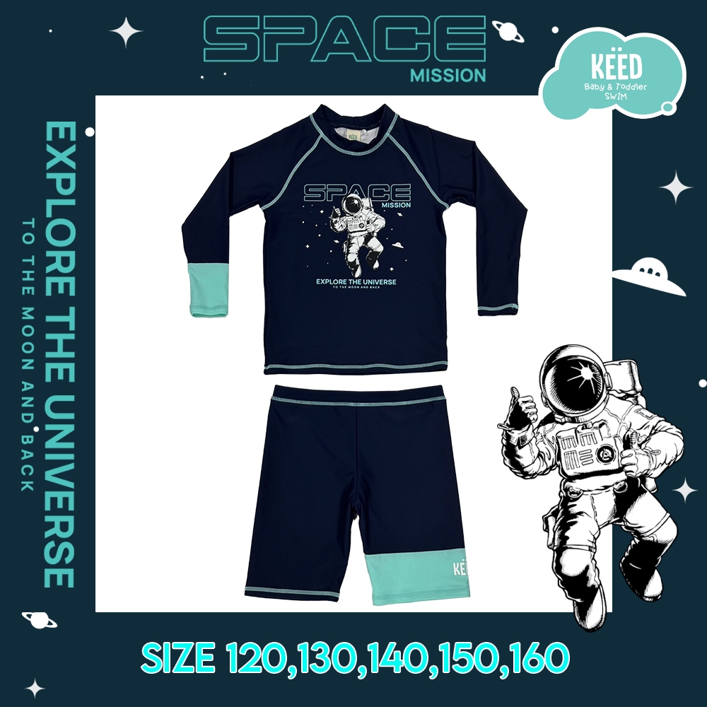 NEW KEED : ชุดว่ายน้ำเด็กโต เสื้อแขนยาว-กางเกงขาสั้น Galaxy Explorers *207SP*