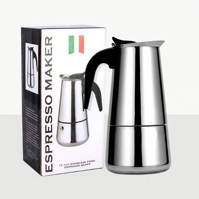 เครื่องทำกาแฟสด กาต้มกาแฟสดแบบพกพาสแตนเลส หม้อต้มกาแฟแบบแรงดัน 100ml/200ml /300ml/450ml.