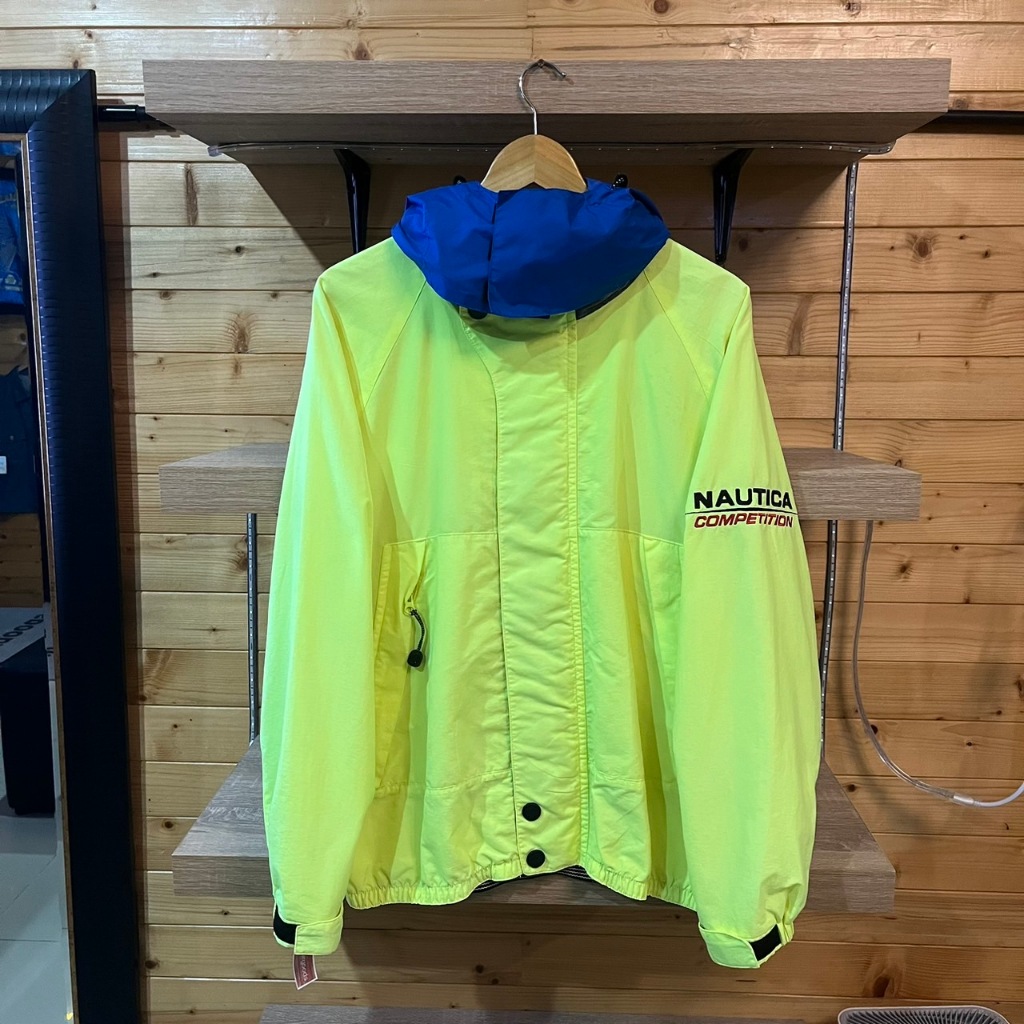 vintage nautica competition neon green jacket