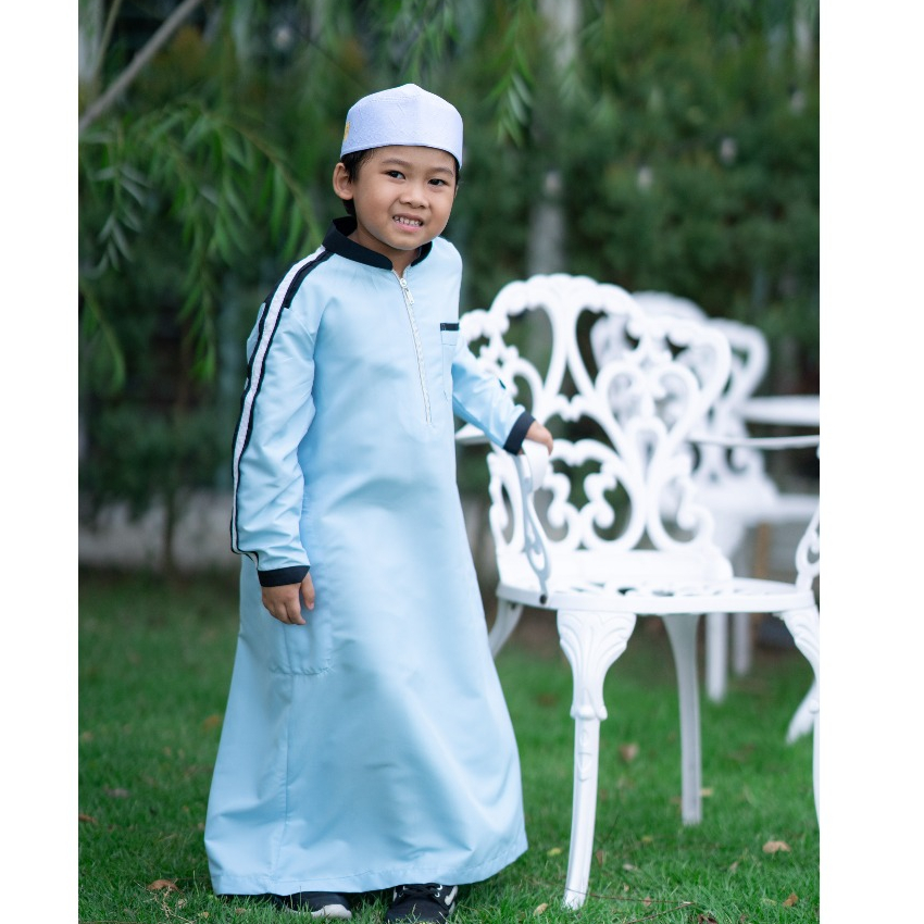 ชุดโต๊ปเด็กชายอิสลาม มีซิปหน้าสีสดลายทูโทน ทรงคอจีน ผ้าลื่น คละเฉดสี คละผ้า BA09 วาริสมุสลิมEP.1