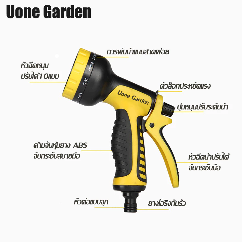 UoneGarden W103 ชุดอุปกรณ์หัวฉีดน้ำ รดน้ำต้นไม้ พร้อมอุปกรณ์ต่อสายยางพร้อมใช้งานต่อให้แล้ว ปืนล้างรถ thumbnail 3