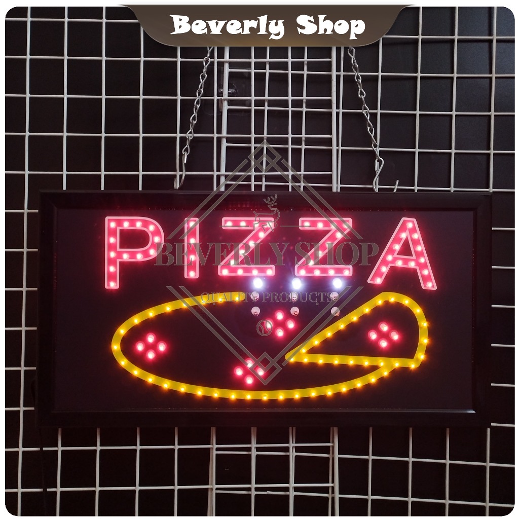 PIZZA ขนาด 48 * 25 * 2 cm ป้ายไฟ LED ป้ายไฟตัวอักษร ป้ายไฟสำเร็จรูป ตกแต่งหน้าร้าน