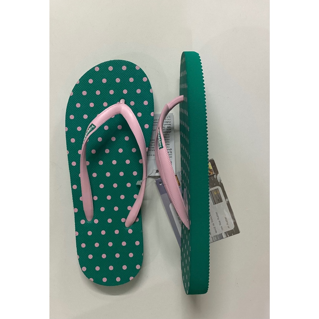 Hippo bloo รองเท้าแตะฮิปโปบูล Green rose dot สีเขียว/ชมพูกุหลาบ สายเล็ก ลายจุดชมพูกุหลาบ