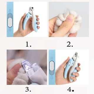 กรรไกรตัดเล็บสัตว์เลี้ยง พร้อมไฟ LED ปลอกสีใสป้องกันเศษเล็บกระเด็น รูปปลาวาฬ สว่างพิเศษ