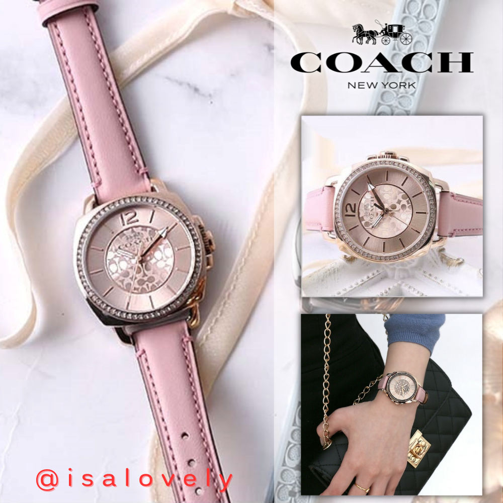 📌Isa Lovely Shop📌  Coach 14503981 Boyfriend Quartz Watch Women's Pink