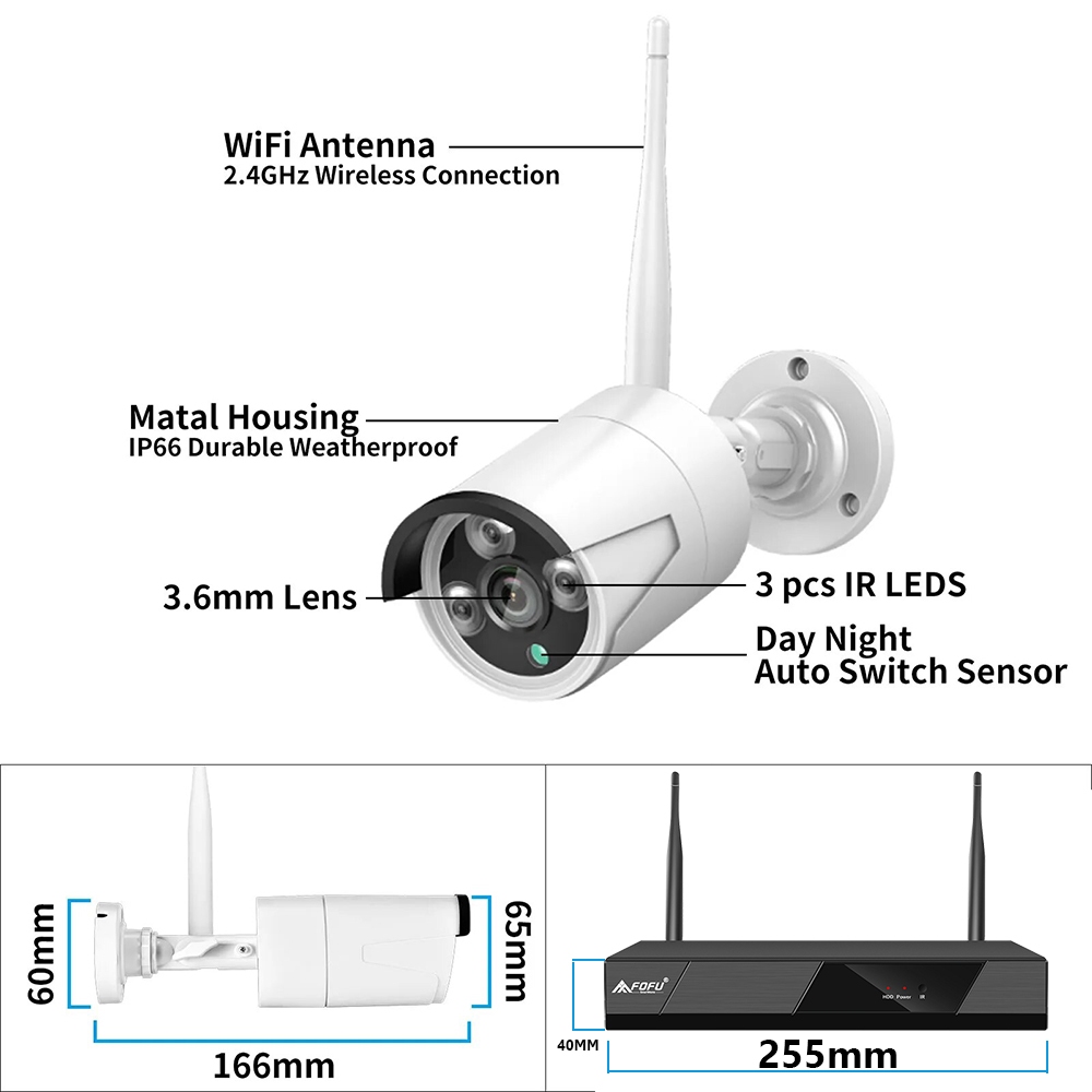 ชุดกล้องวงจรปิด ไร้สาย HD 4MP 1080P บันทึกเสียง กล้องวงจรปิด wifi wireless kit 4/8CH กลางคืนภาพสี แถมอุปกรณ์ ราคาถูก